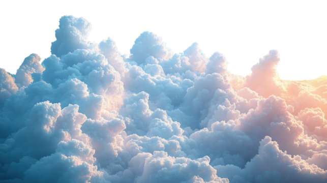 Heavenly Clouds: An ethereal view of a vast expanse of fluffy, cloud formations, the sunlight gently illuminating their edges