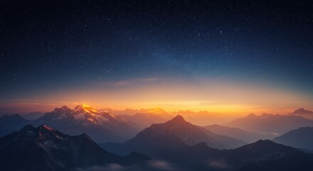 Majestic mountain landscape at twilight in the Himalayas 