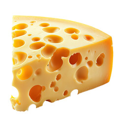 Fresh cheese wedge isolated on transparent background, cut out. Perfect for food, culinary, and gourmet cooking concepts