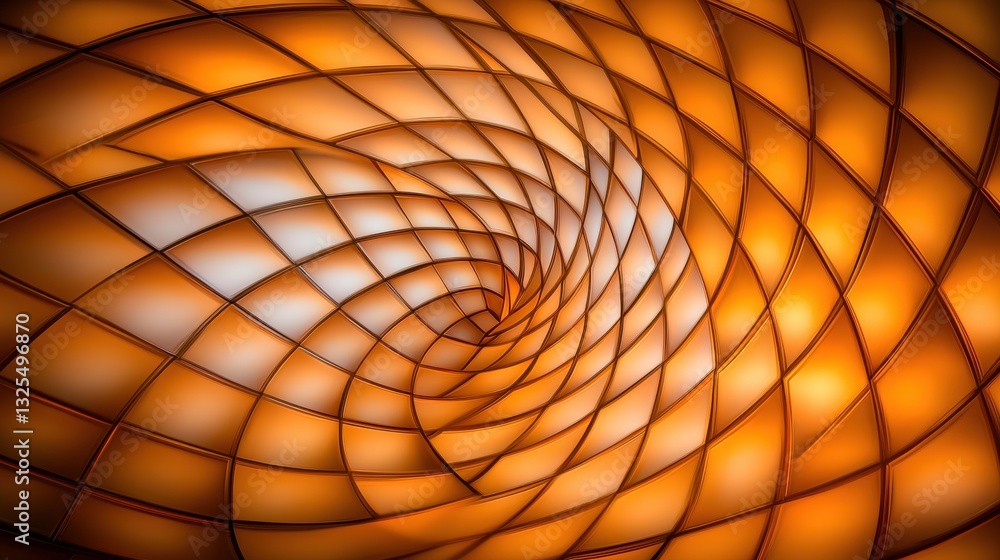 Poster an abstract swirl of warm orange tones, creating a dynamic visual effect reminiscent of light and mo