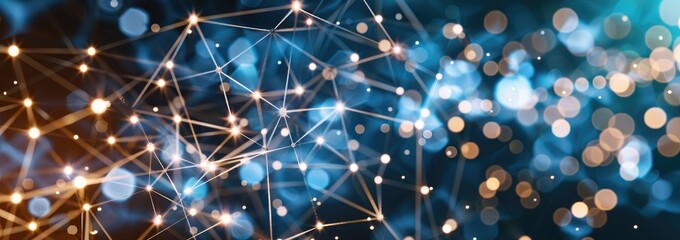 The connection of technological points and lines forms a low polygonal mesh