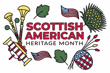 SCOTTISH-AMERICAN HERITAGE MONTH vector illustration