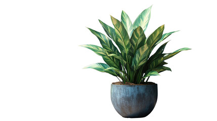 Obraz premium Vibrant Indoor Plant: A healthy indoor plant, with striking variegated leaves, thrives in a stylish pot, adding a touch of nature to any living space.