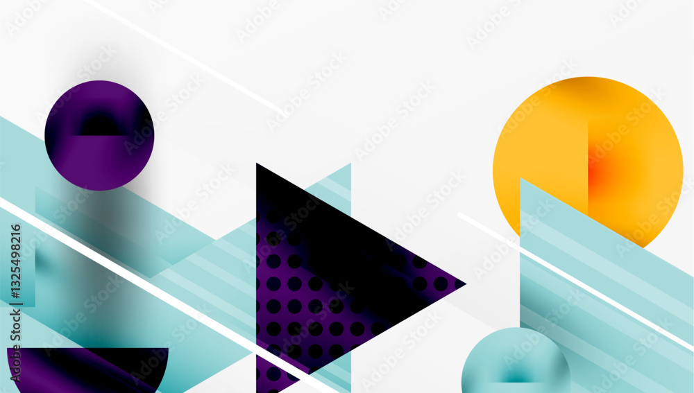 Aufkleber Sleek abstract background - layered triangles with vibrant gradient tones. Semi-transparent shapes add depth and contemporary aesthetic