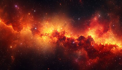 Fototapeta premium A Vibrant Nebula Displaying Glowing Colors And Distant Stars
