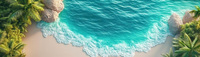 Obraz premium AI-generated cyber ocean scene flat design top view digital seascape 3D render triadic color scheme