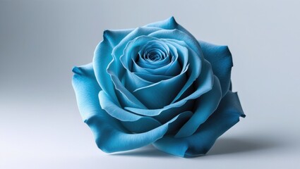 Delicate Velvety Cerulean Blue Rose Close Up Studio Shot