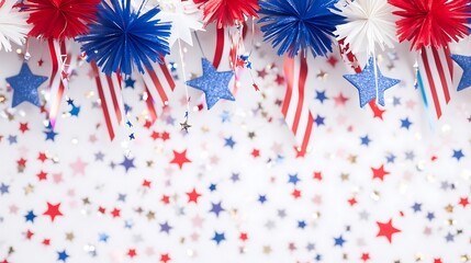 Obraz premium Celebrating Independence Day with Festive Decorations and Stars in Red White and Blue