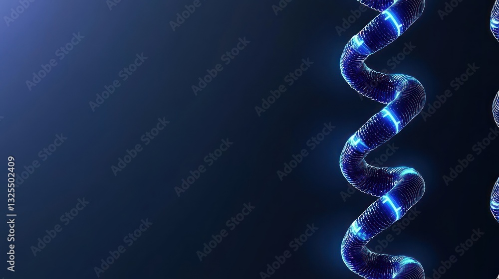 Poster dna helix abstract: an artistic rendering of a double helix dna strand glows against a dark backgrou