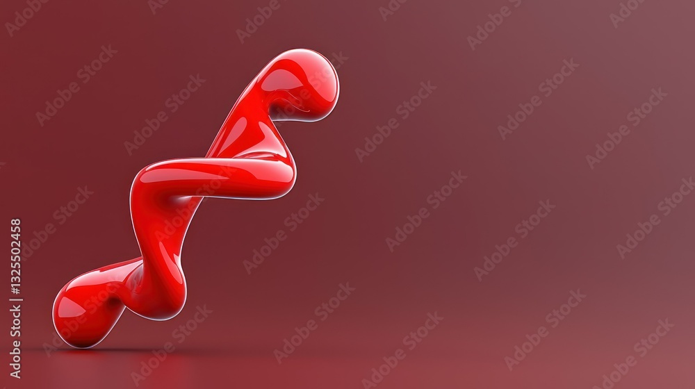 Poster dynamic red sculpture: a glossy, abstract red sculpture twists and turns, creating a striking visual