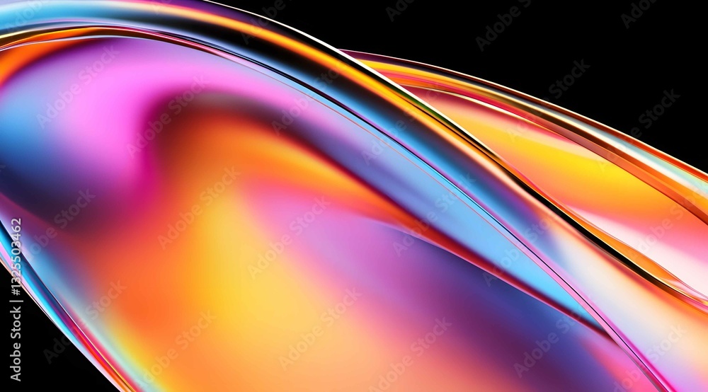 Poster vibrant and flowing abstract design showcasing colorful light reflections and smooth curves against 
