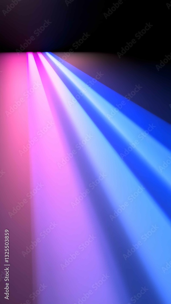 Poster vibrant rays of purple and blue light create a captivating atmosphere in a dark setting, illuminatin