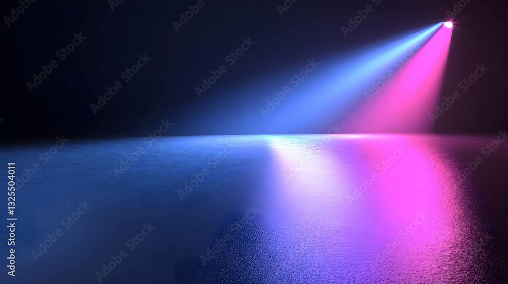 Poster colorful lights create a vibrant atmosphere on a smooth surface during an evening event in an urban 