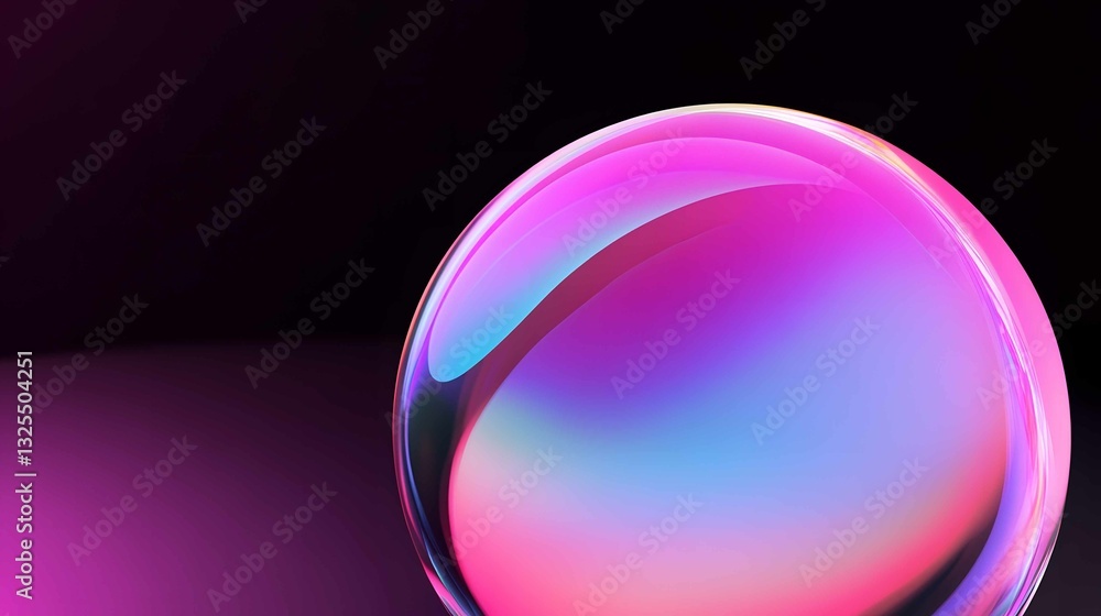 Poster colorful bubble reflecting vibrant hues against a dark background creating a mesmerizing visual effe