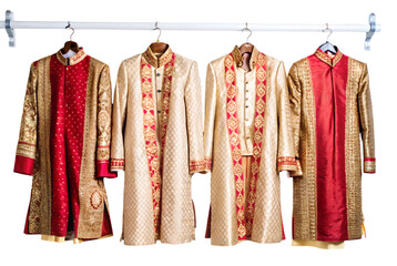 Indian groom s wedding sherwani hanging for celebration