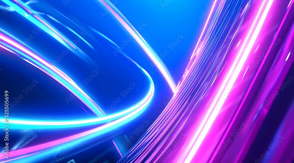 Poster vibrant neon light trails create a dynamic atmosphere in a futuristic digital environment