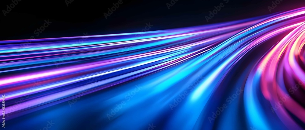 Poster vibrant neon lights create dynamic patterns in a digital space during a nighttime event emphasizing 