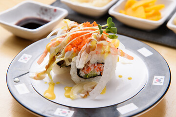 Korean fusion food roll sushi
