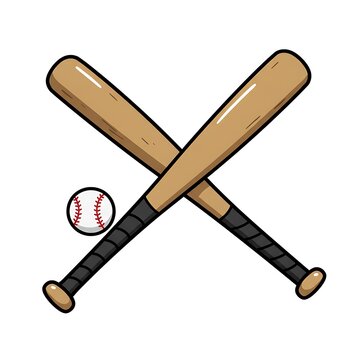 recommend clip art: Crossed Baseball Bats with Ball Sports Illustration for Team Design