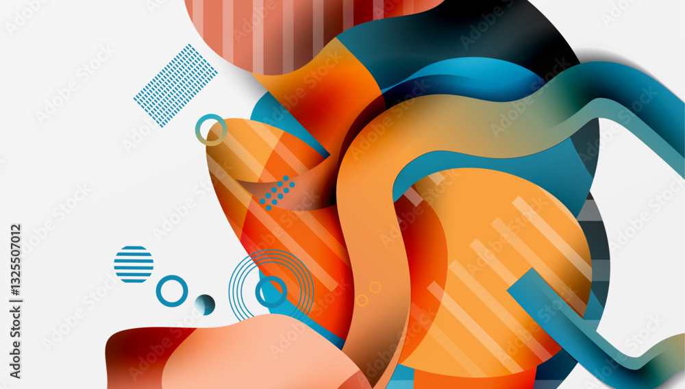 Poster abstract background - lines circles and liquid shapes