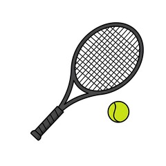 Tennis Racket and Ball Illustration for Sports and Recreation Concepts