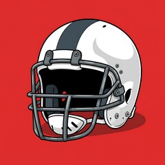 Fototapeta premium Cartoon Illustration of a Football Helmet with Grid and Striped Design