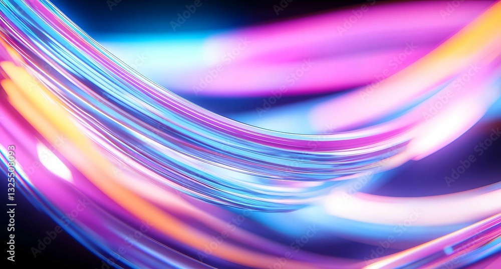 Poster vibrant light trails dance in a swirling pattern against a dark background, creating a mesmerizing d