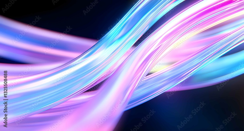 Poster vibrant light trails create an abstract composition with flowing colors in a dark backdrop
