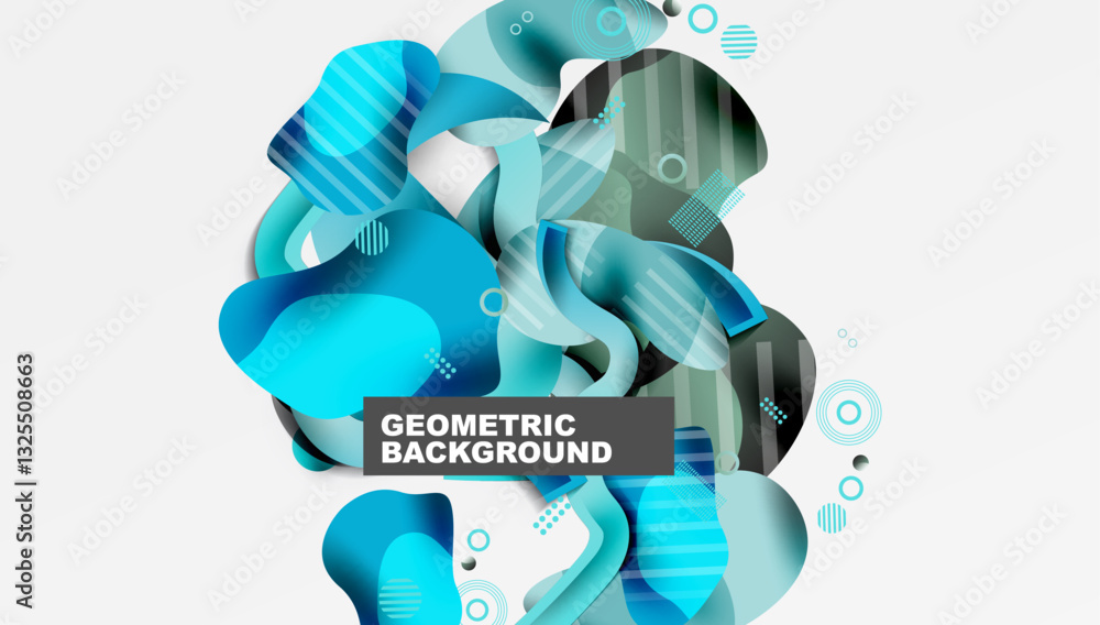 Poster abstract liquid shapes and lines background