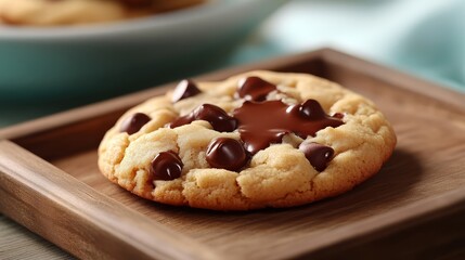 Delicious chocolate chip cookie bakery food photography cozy kitchen close-up view sweet treats