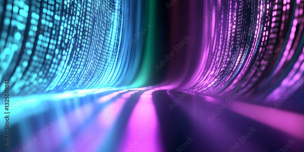 Poster colorful digital light beams create an abstract background with vibrant visuals for technology and a