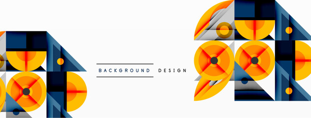 Dynamic geometric composition with sharp angles, circular forms, and gradient colors