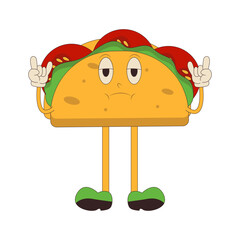 Tacos Cartoon Character. Isolated on White Background. Vector Illustration.