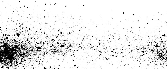Black Ink Splatter Pattern on White Background, Abstract Grunge Texture Design