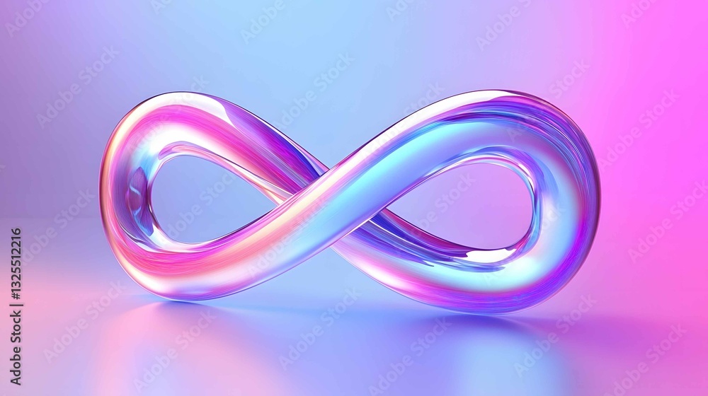 Aufkleber colorful abstract representation of infinity symbol with reflective surface on a gradient background