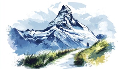 Alpine Hiking Trail, Matterhorn, Mountain,  Walking,  Artistic View