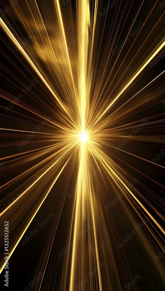 Poster radiant golden light bursts through a dark background creating an abstract visual display of energy 