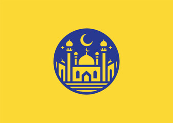 Obraz premium Mosque Logo – A stylized mosque design, representing faith, culture, and tradition.