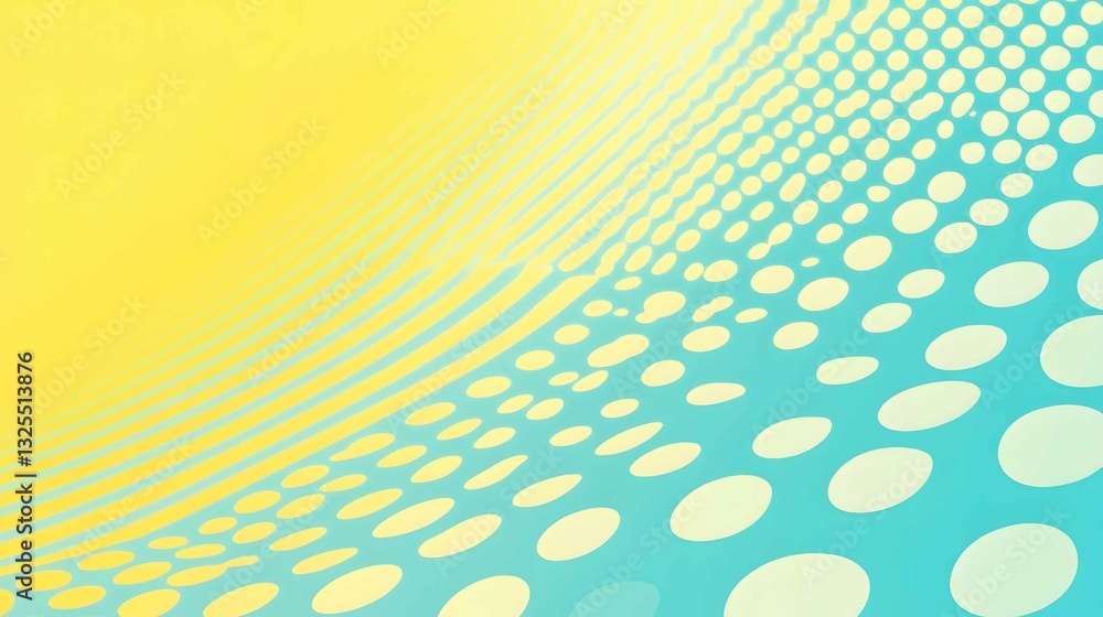Poster colorful abstract background showcasing a gradient of yellow and blue with dotted patterns and smoot