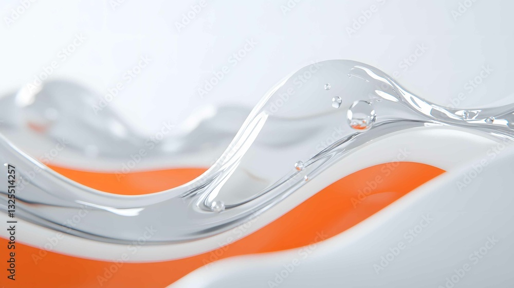Aufkleber waves of transparent liquid cascade over vibrant orange surface creating an intriguing visual effect