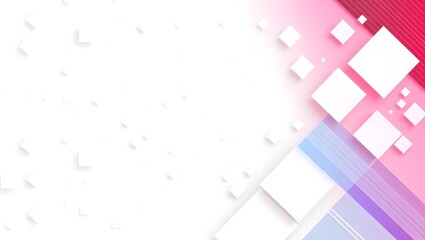 Abstract background featuring a dynamic arrangement of colorful squares and triangles in various sizes and orientations.  