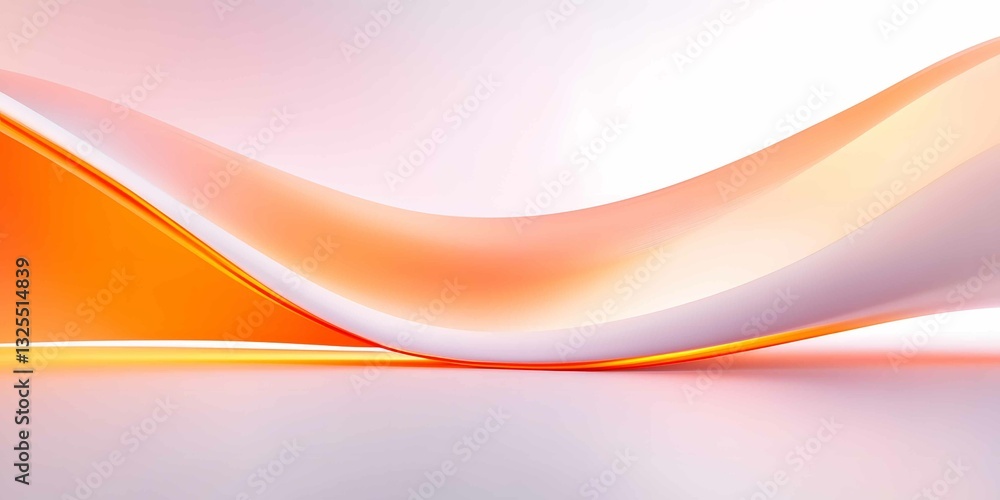 Poster abstract composition of dynamic orange and white curves flowing seamlessly across a smooth surface