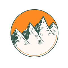 Set of Vintage Mountain Badge Logos – Retro Outdoor Adventure and Camping Emblems Vector Design