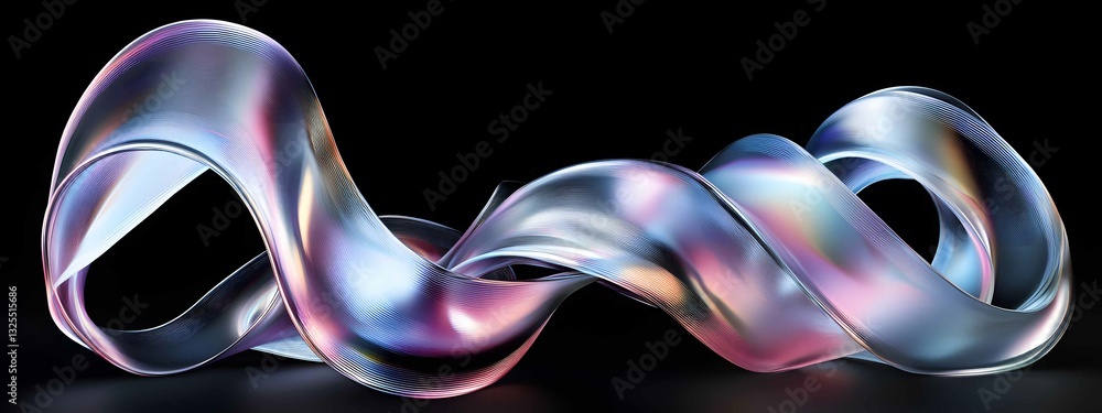 Poster unique abstract design featuring a colorful, flowing shape against a black background displaying a b