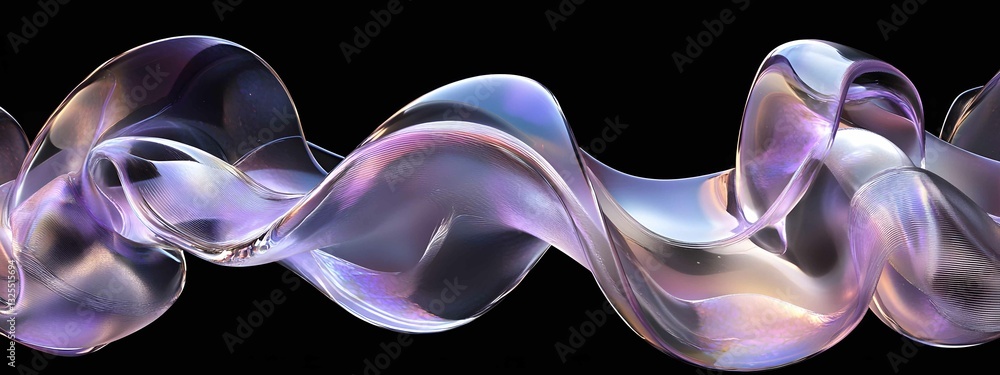 Poster unique abstract design featuring a colorful, flowing shape against a black background displaying a b