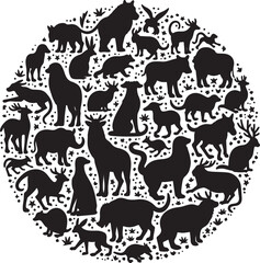 Create a animal silhouette big set.