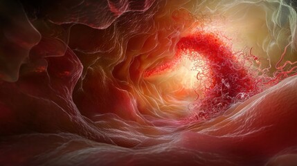 Naklejka premium Exploring the Beauty of Microscopic Worlds with Stunning Red and White Swirl Patterns Revealed