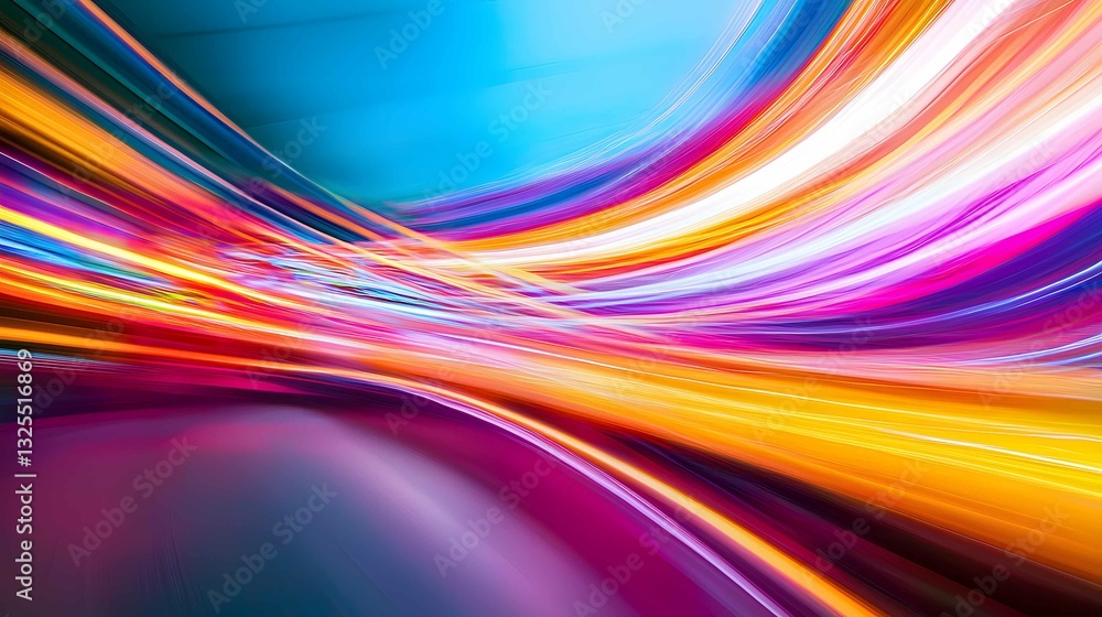 Poster vibrant light trails create a dynamic abstract display in an urban setting during nighttime