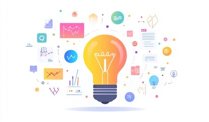 Bright idea, innovation, data analysis concept.