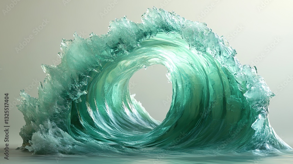 Poster a beautiful artistic rendering of a crashing ocean wave